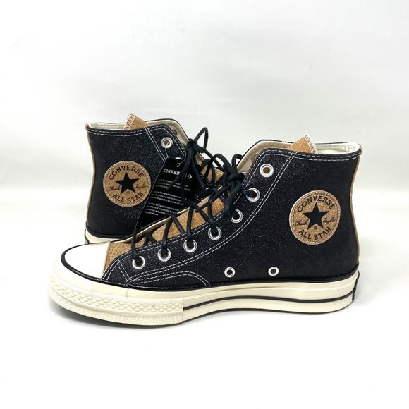 Converse Women's Size 8 572265C CHUCK 70 HI Black Gold Egret Synthetic Sneaker - Picture 2 of 10